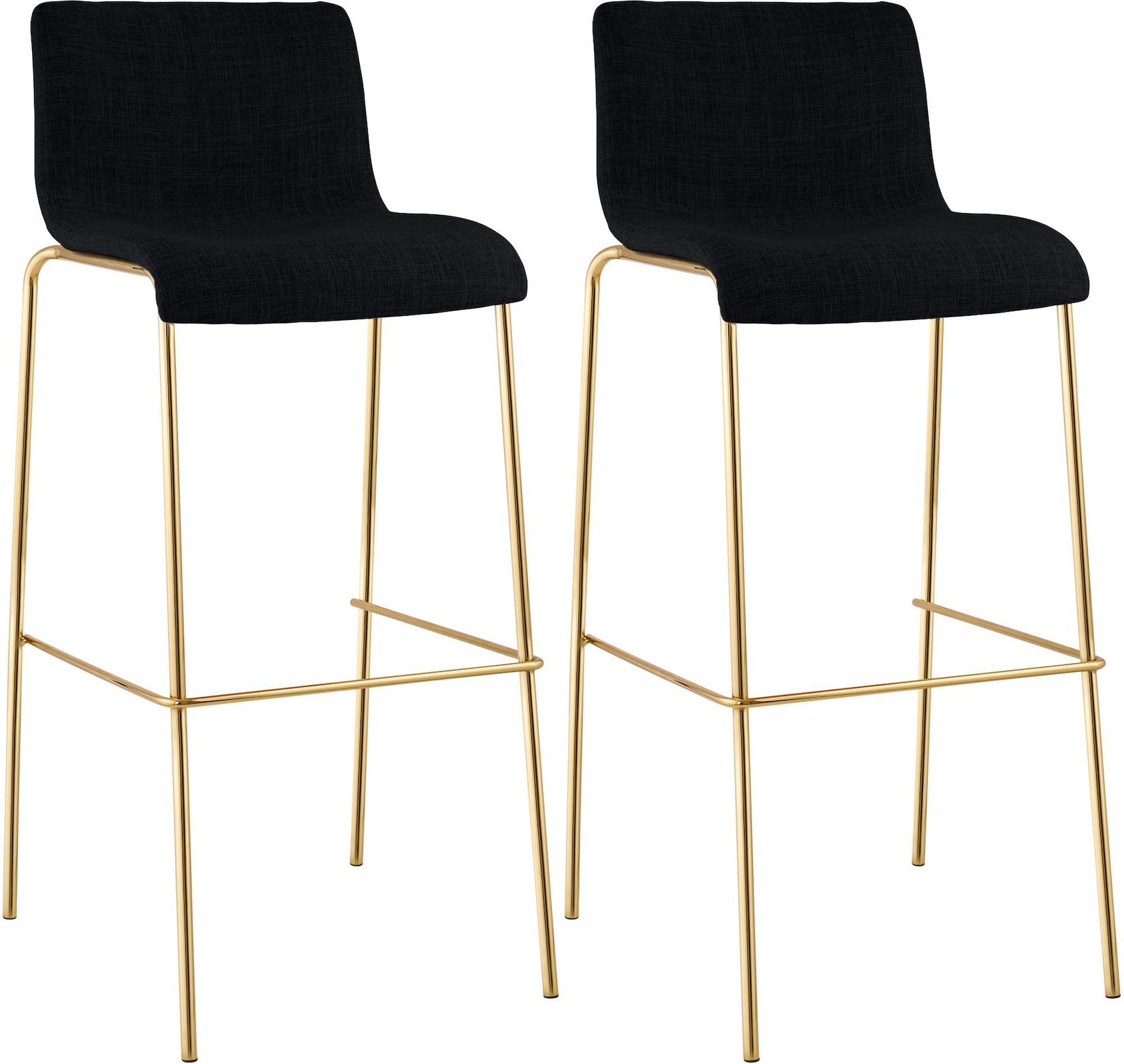 CLP Barhocker 2er Set mit Lehne Hover, Barstuhl stapelbar mit Stoffbezug, Metallgestell Goldoptik, Stapelstuhl bis 150 kg belastbar