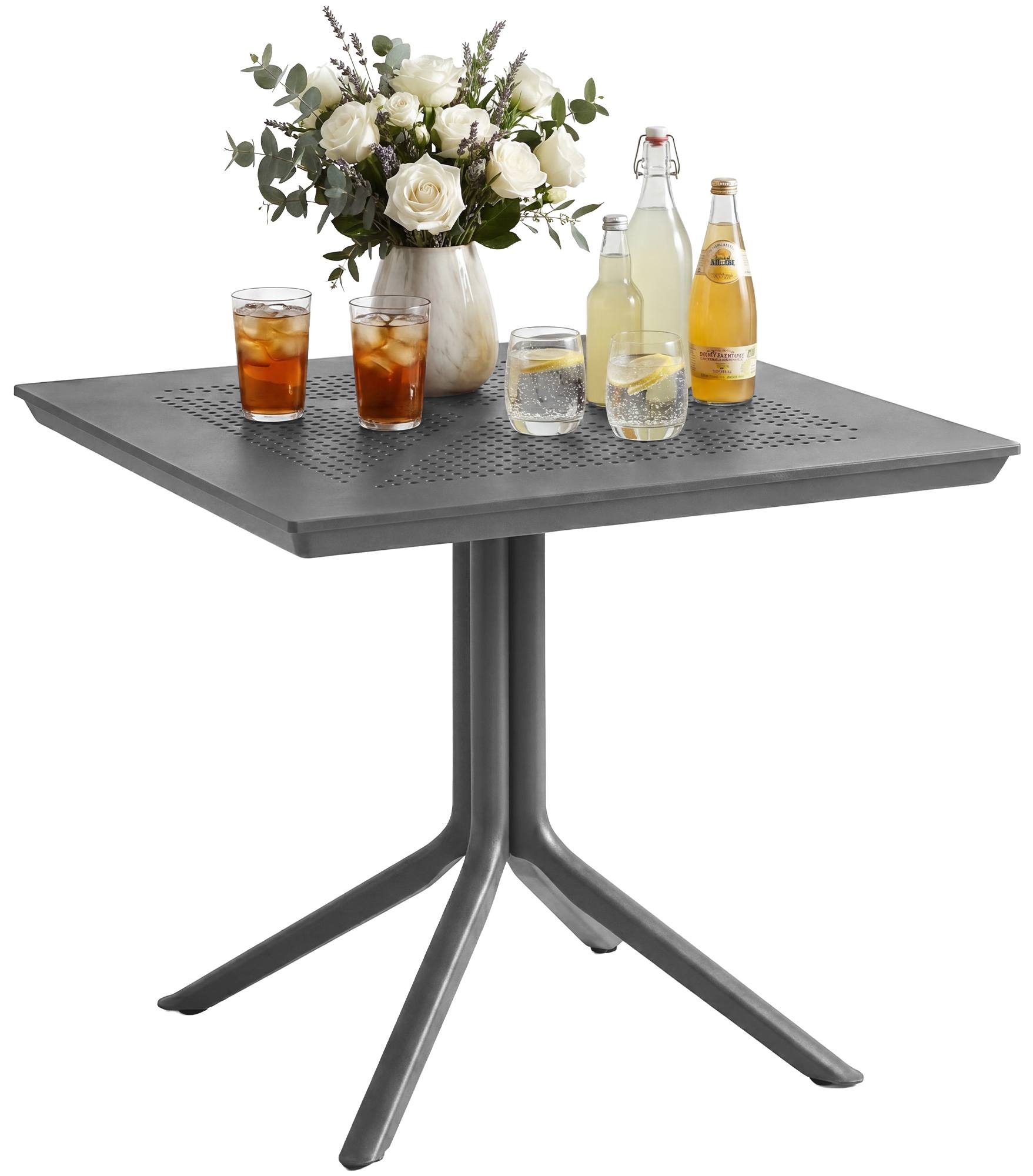 CLP Gartentisch Lenval 80 x 80 cm wetterfester Balkontisch mit UV-best&auml;ndiger Oberfl&auml;che, eckiger Bistrotisch f&uuml;r Balkon, Terrasse und Garten 