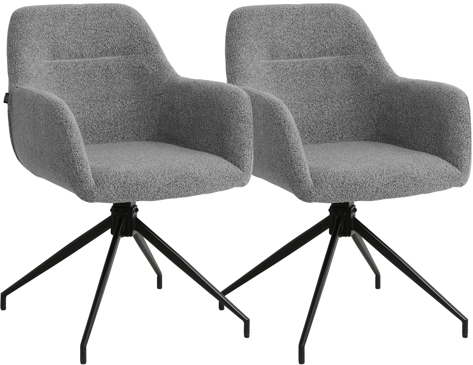 CLP Esszimmerstühle 2er Set drehbar Merlinda mit Teddystoff, 360° schwenkbare Sessel gepolstert, Polsterstühle mit Armlehnen und …