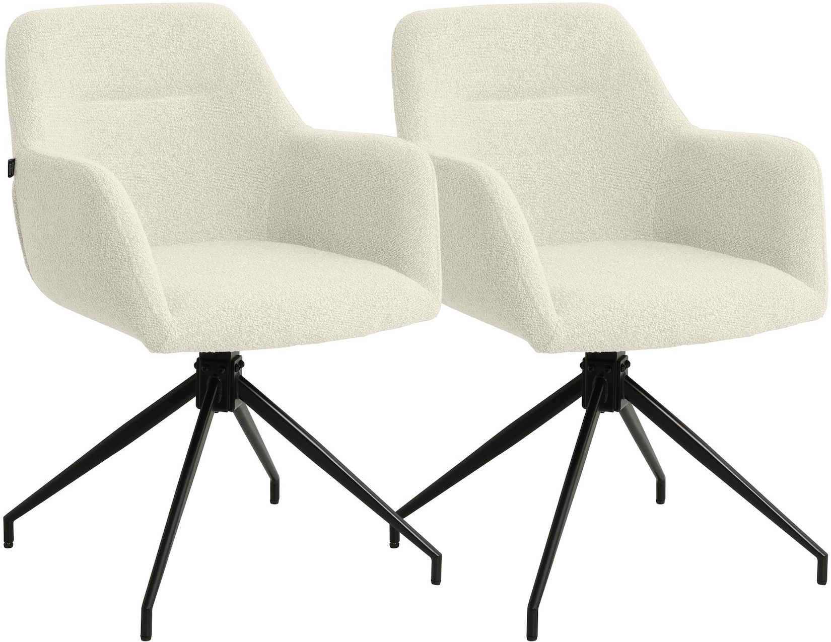 CLP Esszimmerstühle 2er Set drehbar Merlinda mit Teddystoff, 360° schwenkbare Sessel gepolstert, Polsterstühle mit Armlehnen und …
