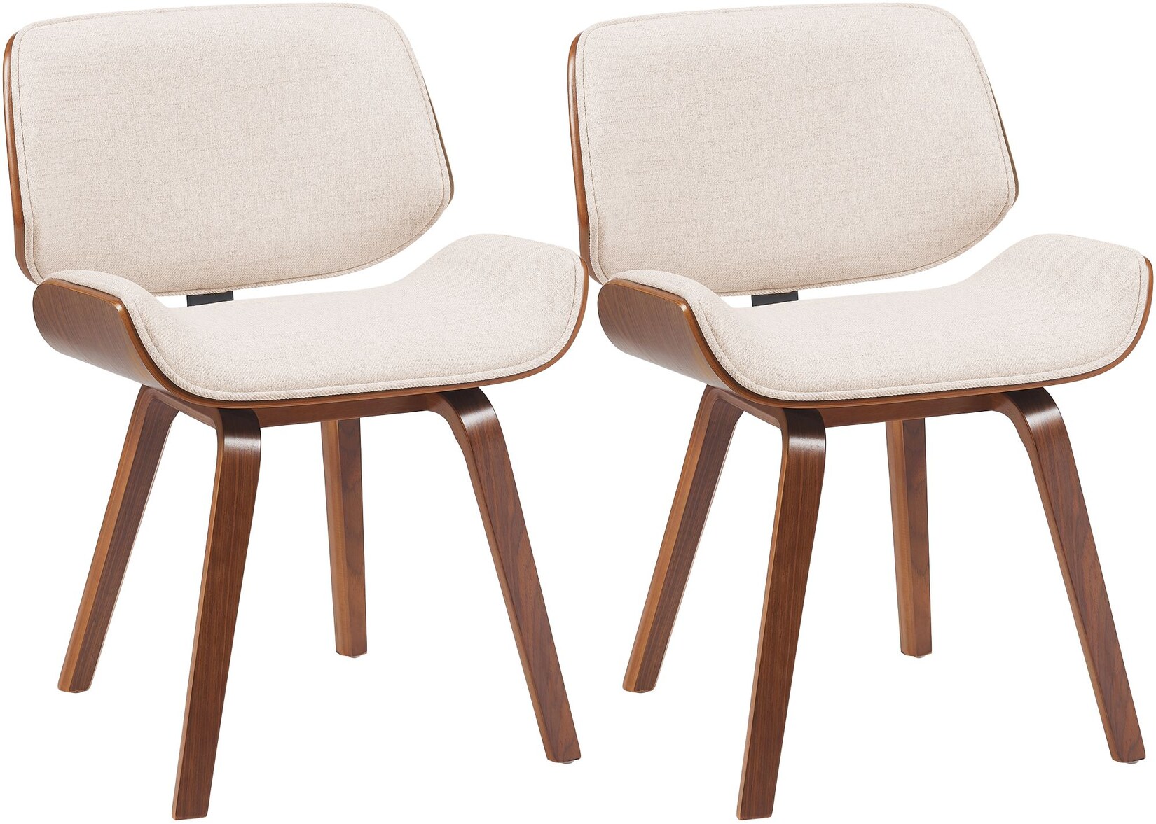 CLP Esszimmerstühle gepolstert 2er Set Beverley mit Stoffbezug, Polsterstühle mit Rückenlehne in Walnussoptik, Küchenstühle im Retro Look