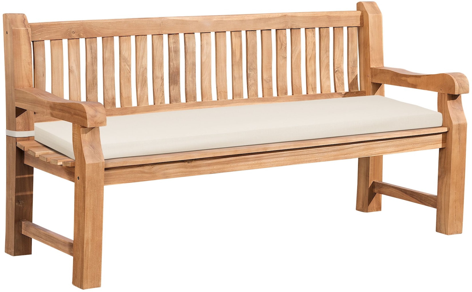 CLP Gartenbank wetterfest Daxon, inklusive Sitzkissen, 2 bis 4 Sitzer, Teakholz robust und pflegeleicht, für Terrasse und Balkon