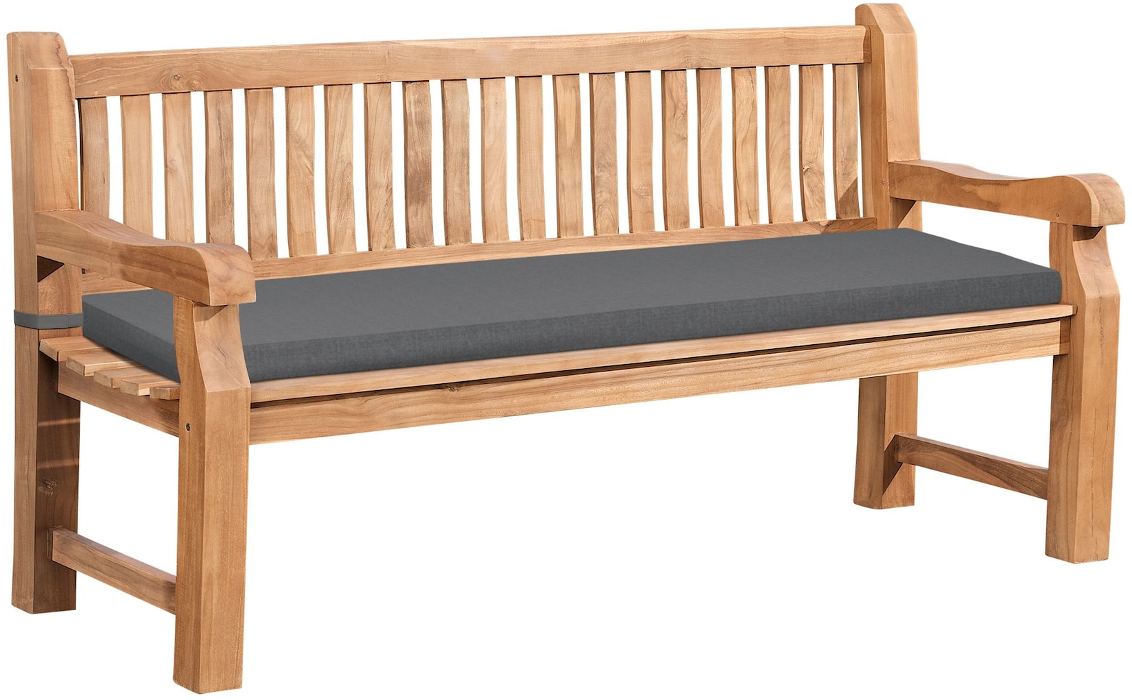 CLP Gartenbank wetterfest Daxon, inklusive Sitzkissen, 2 bis 4 Sitzer, Teakholz robust und pflegeleicht, für Terrasse und Balkon