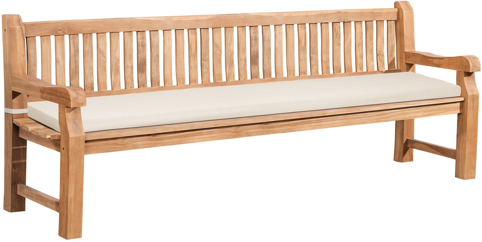 CLP Gartenbank wetterfest Daxon, inklusive Sitzkissen, 2 bis 4 Sitzer, Teakholz robust und pflegeleicht, für Terrasse und Balkon