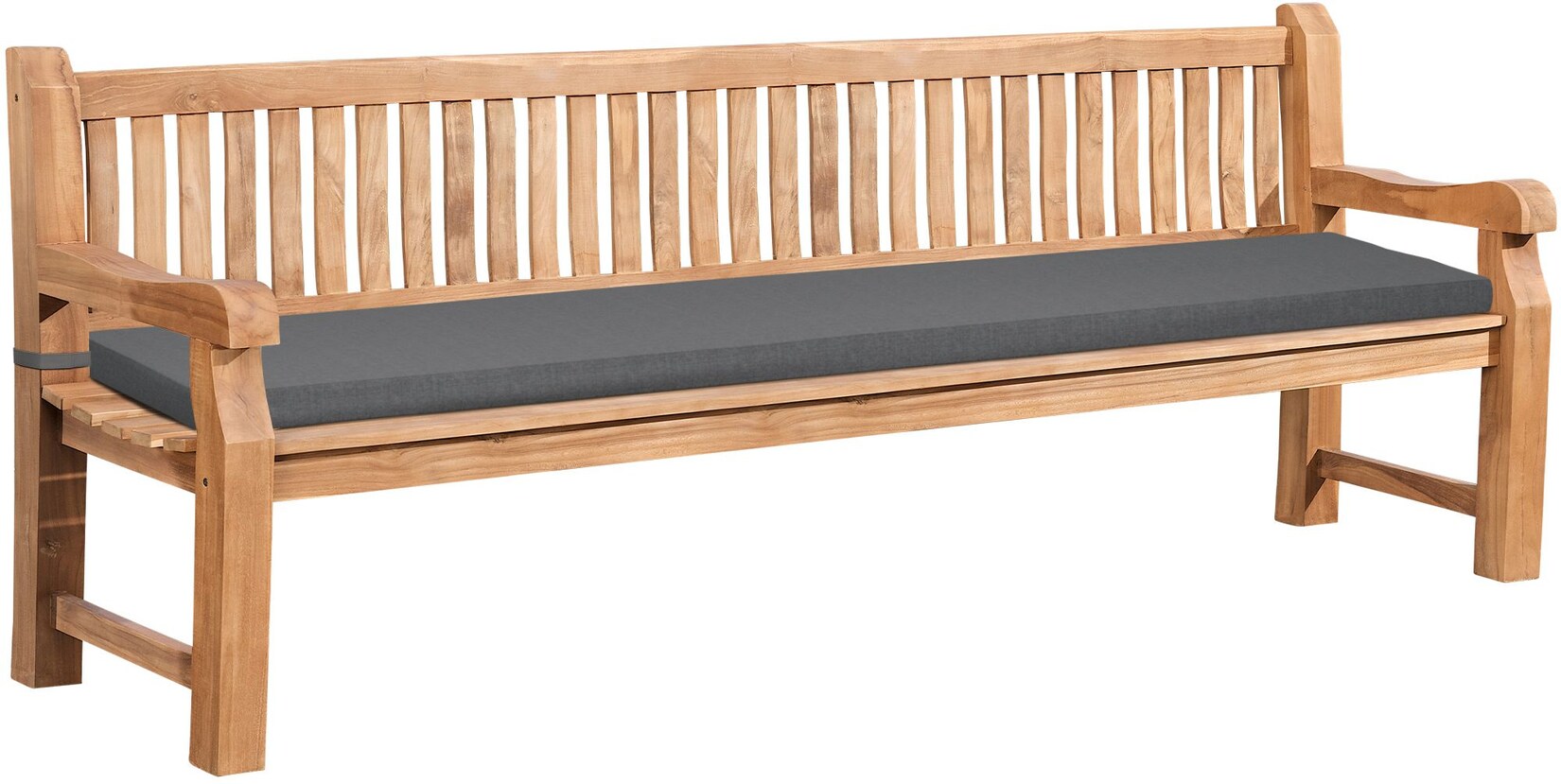 CLP Gartenbank wetterfest Daxon, inklusive Sitzkissen, 2 bis 4 Sitzer, Teakholz robust und pflegeleicht, für Terrasse und Balkon