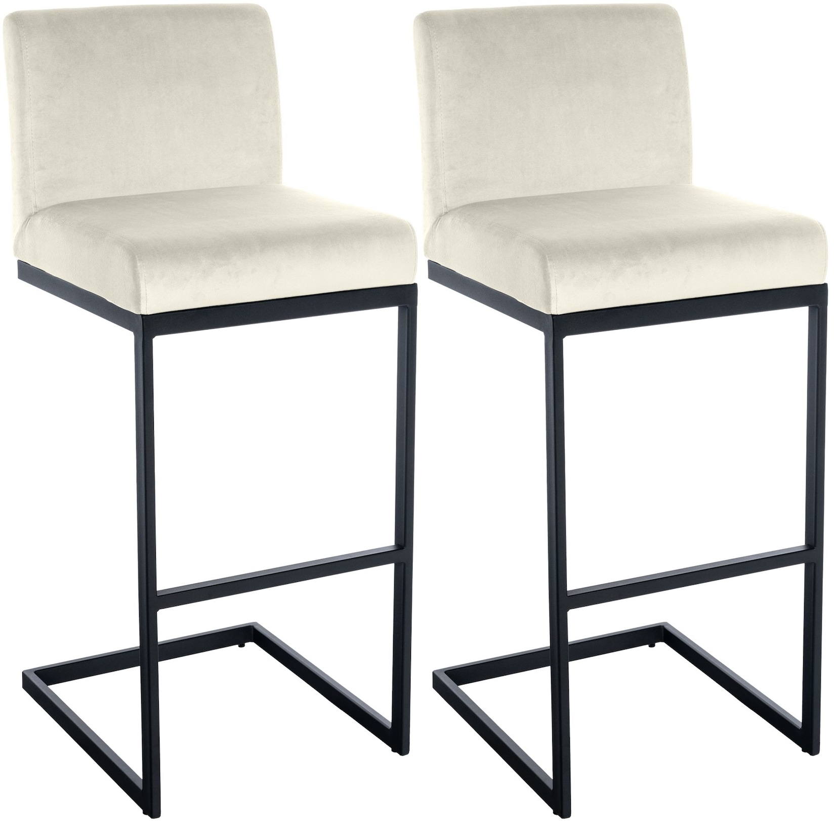 CLP Barhocker 2er Set mit Rückenlehne Hopewell, gepolsterte Sitzfläche aus Samt und Metallgestell mit Fußablage, für Küche, Esszimmer und …