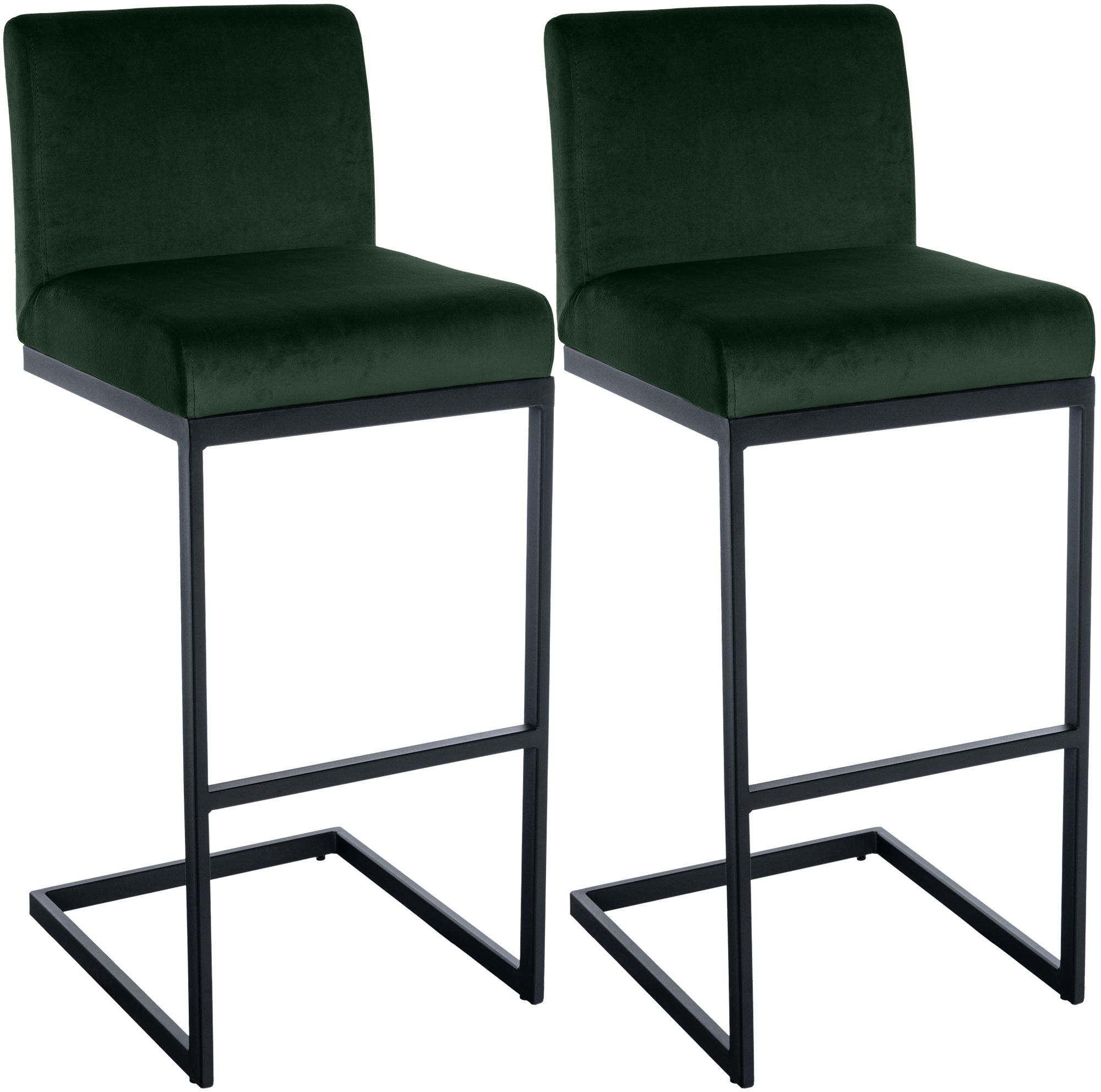 CLP Barhocker 2er Set mit R&uuml;ckenlehne Hopewell, gepolsterte Sitzfl&auml;che aus Samt und Metallgestell mit Fu&szlig;ablage, f&uuml;r K&uuml;che, Esszimmer und Bar 