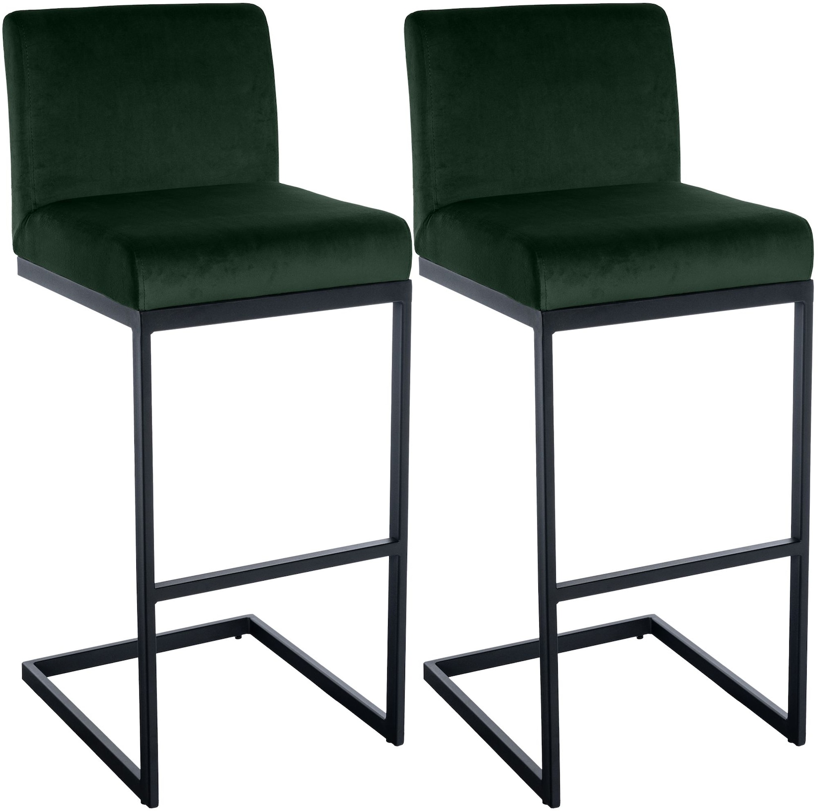 CLP Barhocker 2er Set mit Rückenlehne Hopewell, gepolsterte Sitzfläche aus Samt und Metallgestell mit Fußablage, für Küche, Esszimmer und …