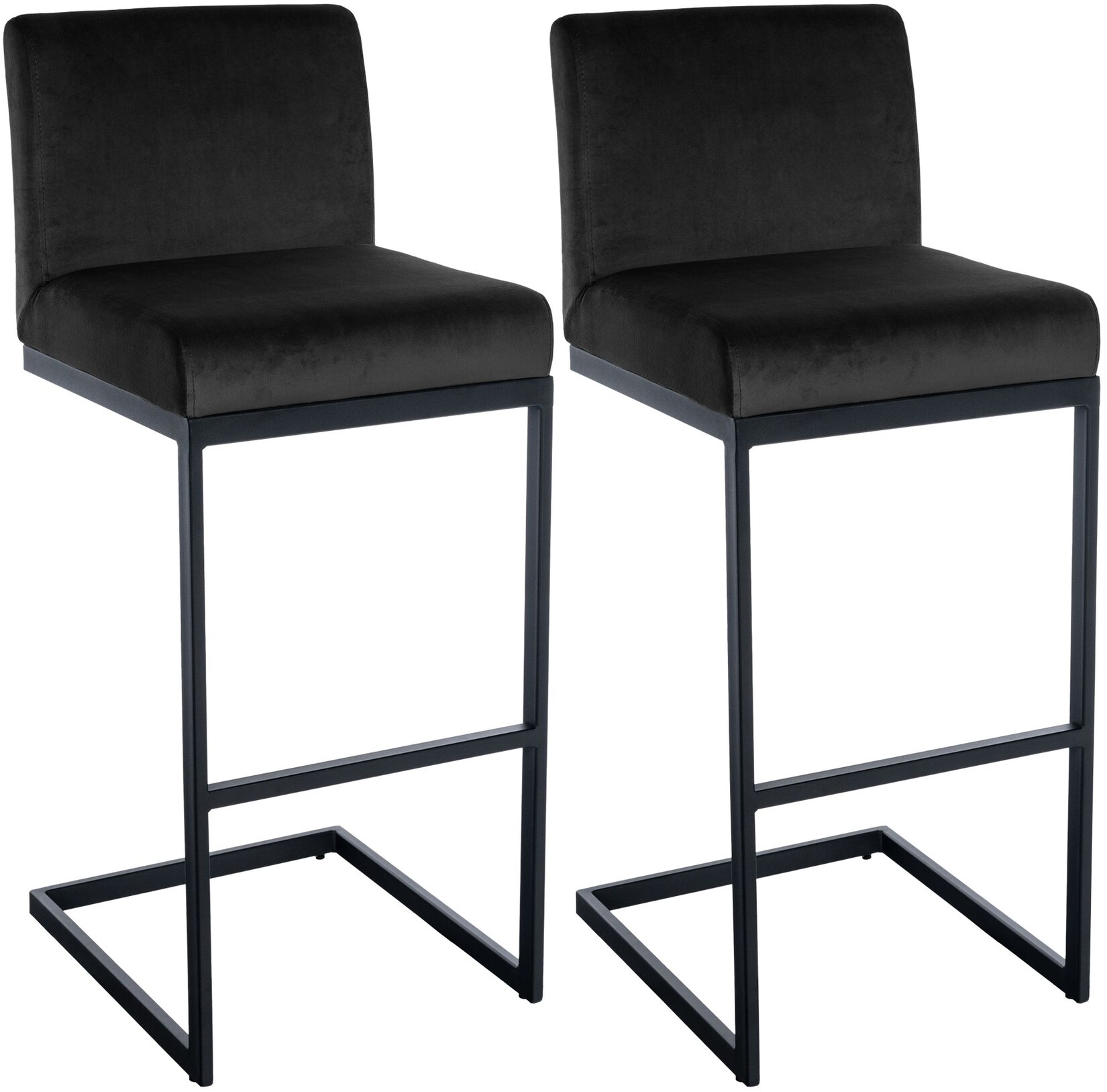CLP Barhocker 2er Set mit Rückenlehne Hopewell, gepolsterte Sitzfläche aus Samt und Metallgestell mit Fußablage, für Küche, Esszimmer und …