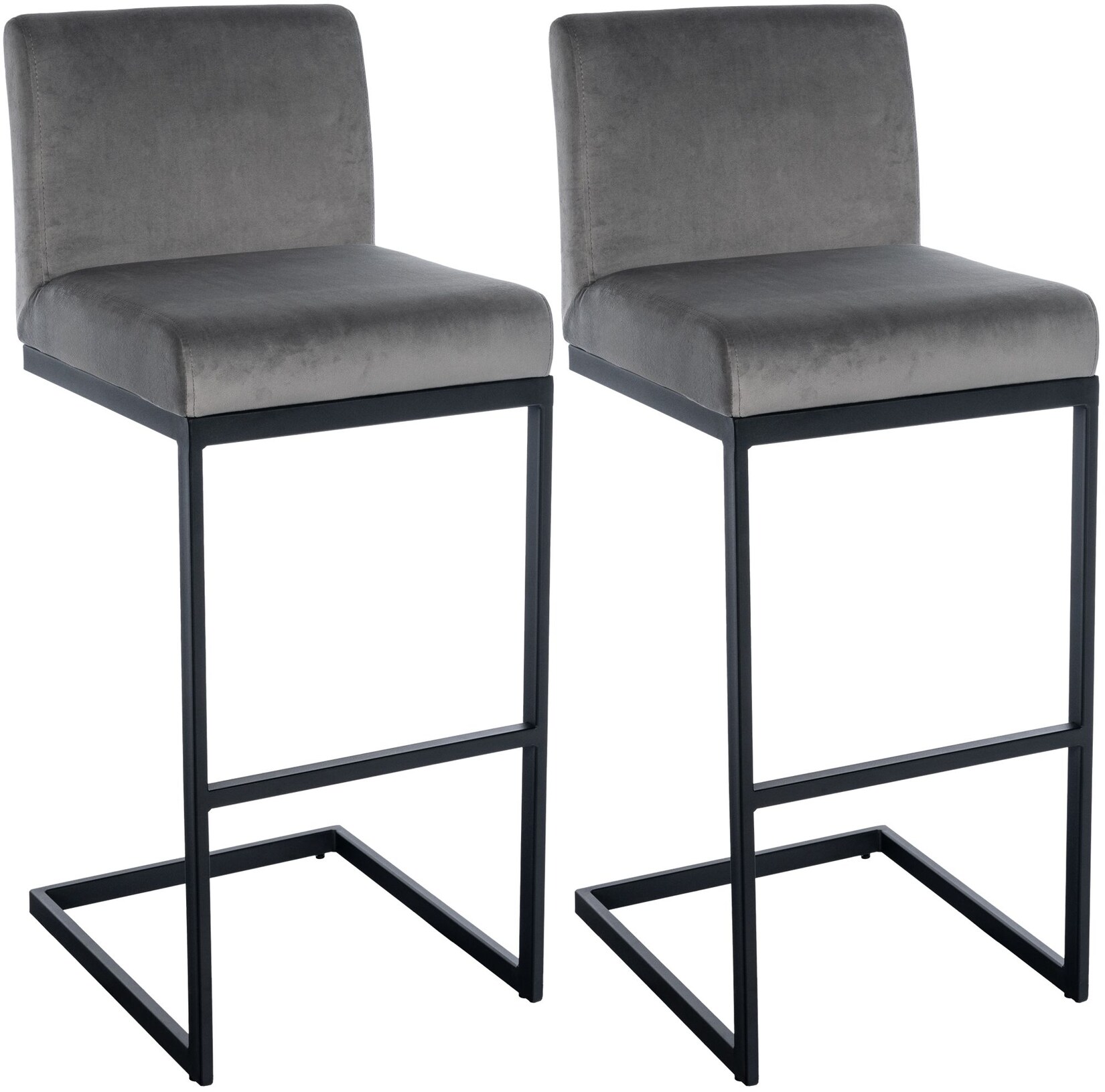 CLP Barhocker 2er Set mit Rückenlehne Hopewell, gepolsterte Sitzfläche aus Samt und Metallgestell mit Fußablage, für Küche, Esszimmer und …