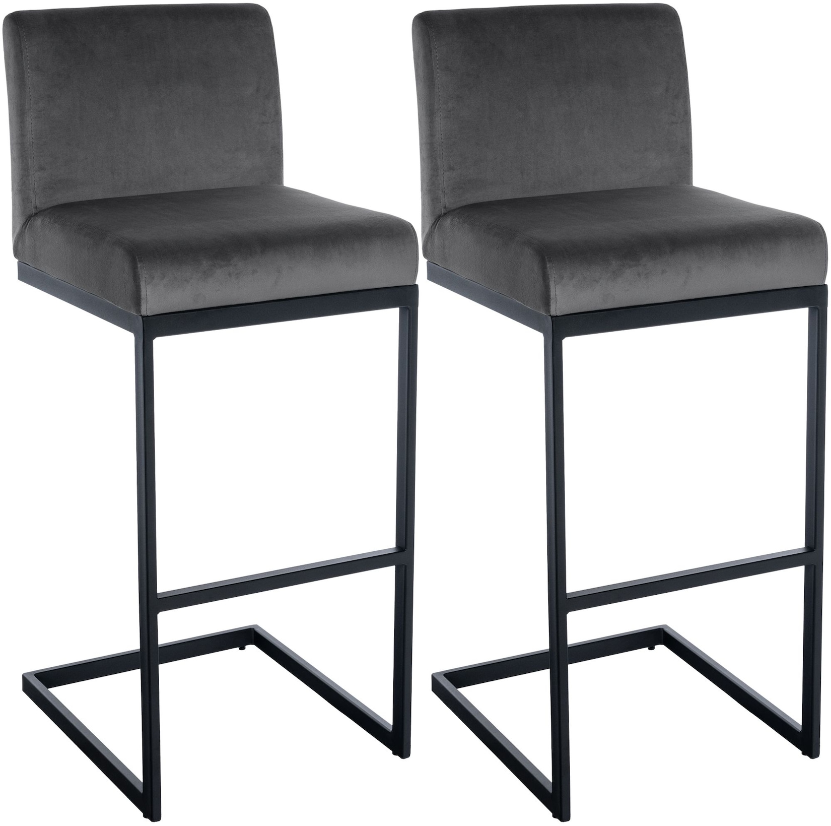 CLP Barhocker 2er Set mit Rückenlehne Hopewell, gepolsterte Sitzfläche aus Samt und Metallgestell mit Fußablage, für Küche, Esszimmer und …