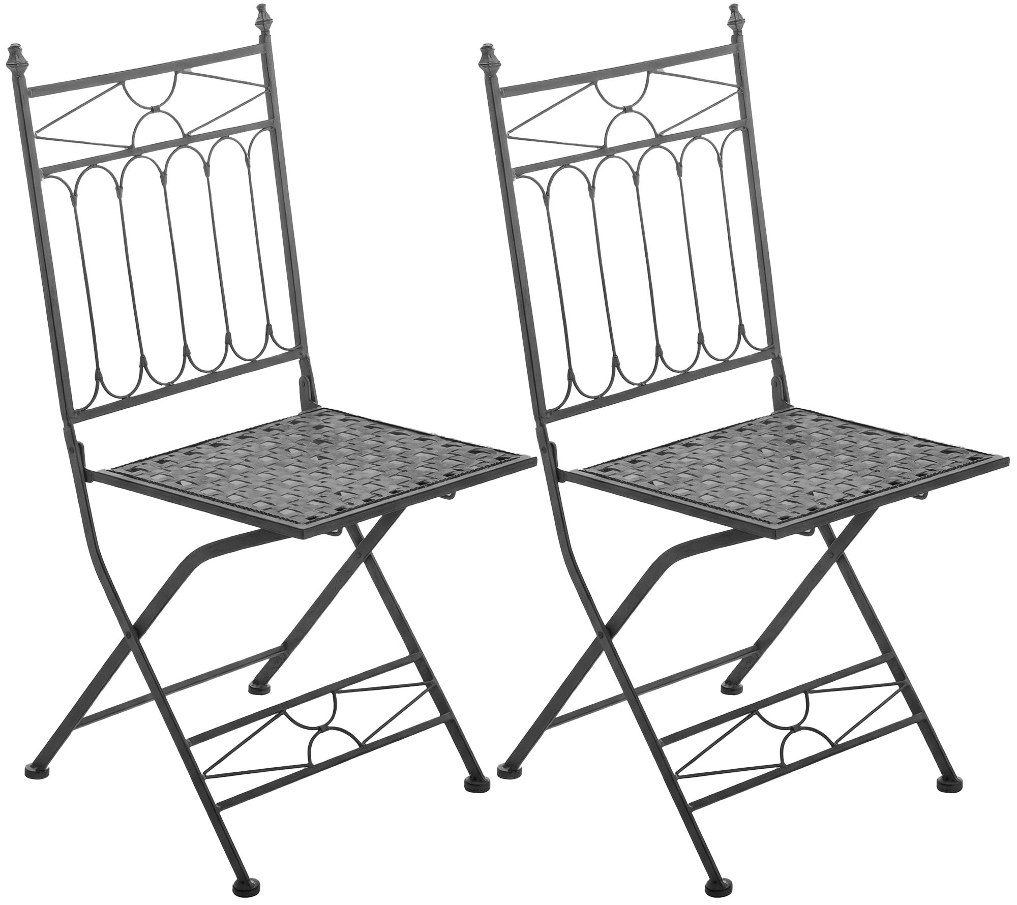 CLP 2er Set Klappst&uuml;hle Asina, platzsparende Gartenst&uuml;hle f&uuml;r den Au&szlig;enbereich, romantische Balkonst&uuml;hle im Jugendstil, leicht verstaubar 