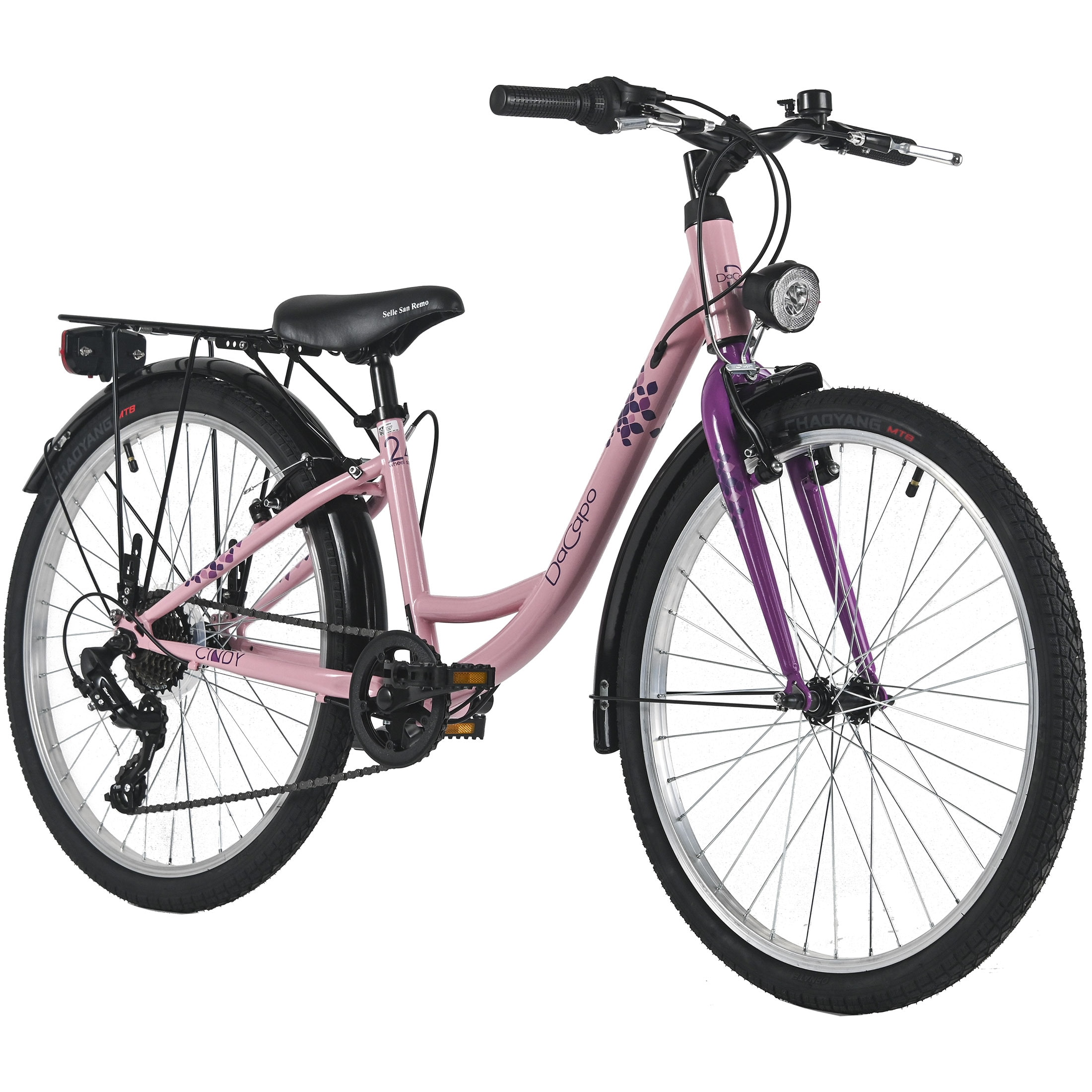 Dacapo DaCapo Kinderfahrrad 24" Cindy 7 G&auml;nge RH 32 cm mit Beleuchtung - Ab 8 Jahre 