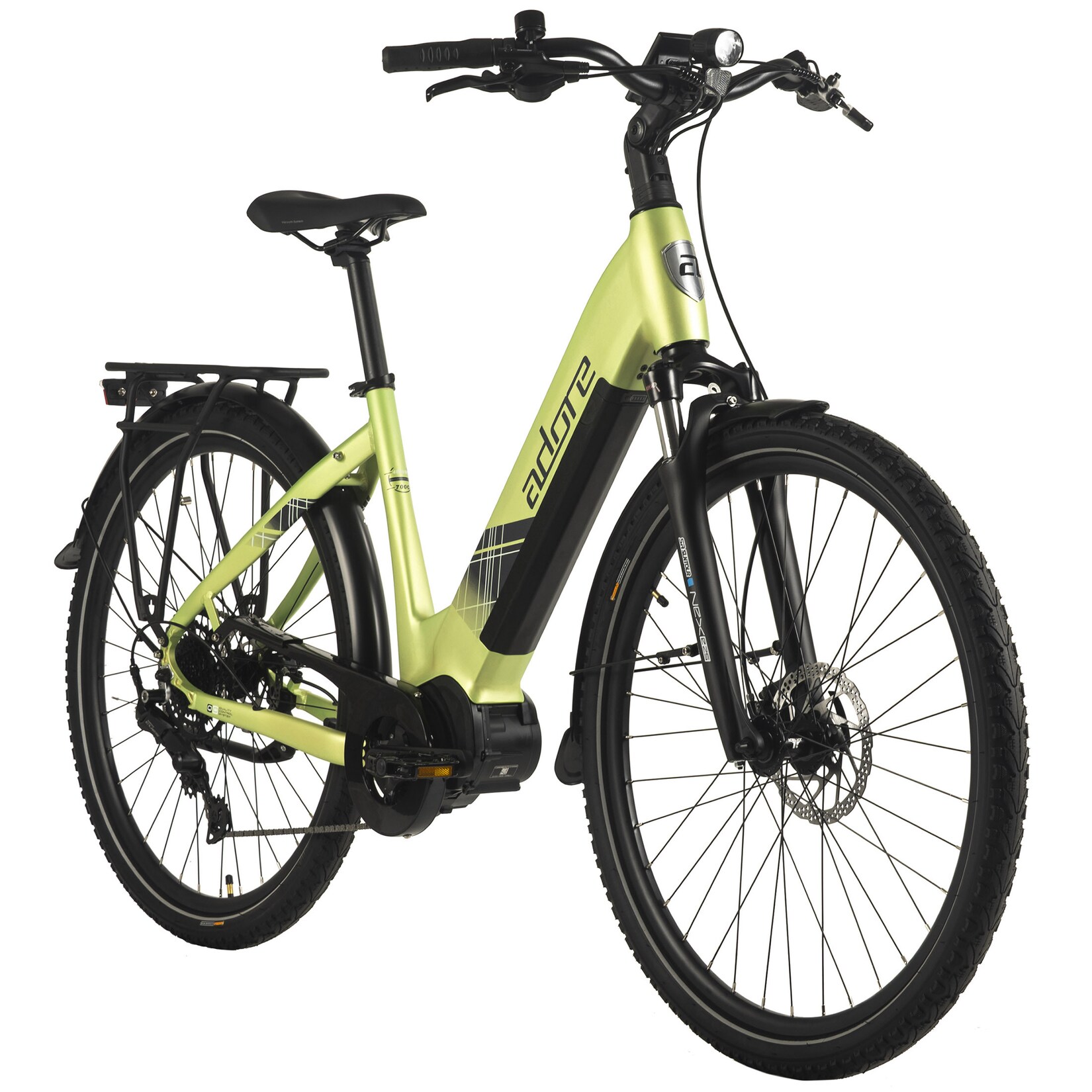 ADORE E-Citybike 28" Alu Cityfahrrad CX-380 Mittelmotor 85NM / 15Ah Lime Green