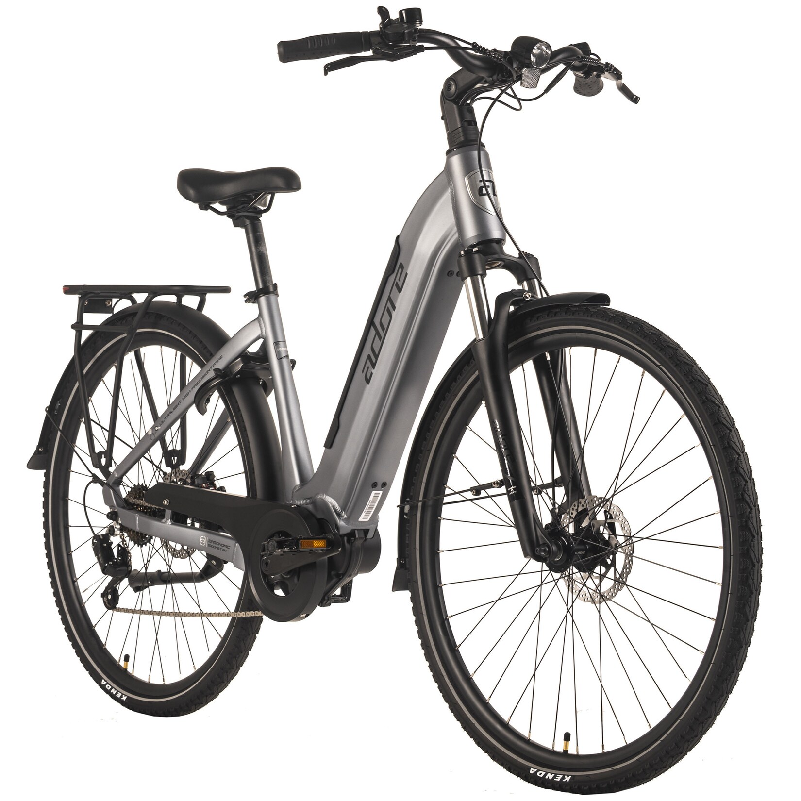 ADORE E-Citybike 28" Alu Cityfahrrad CX-660 Mittelmotor 75NM / 14,7Ah Grau matt