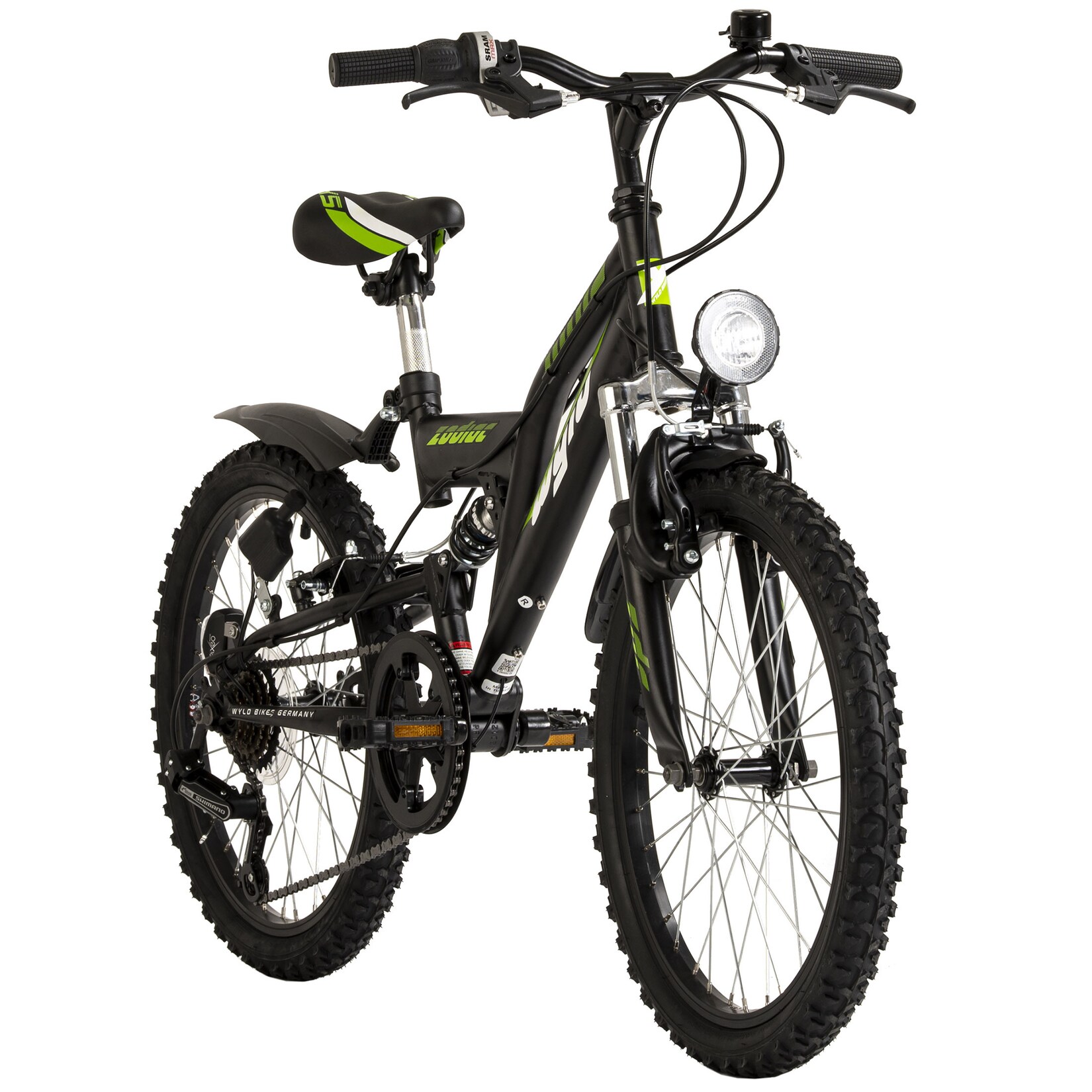 WYLD Kinder-Mountainbike Fully ATB 20" Zodiac schwarz-grün änge RH 31 cm