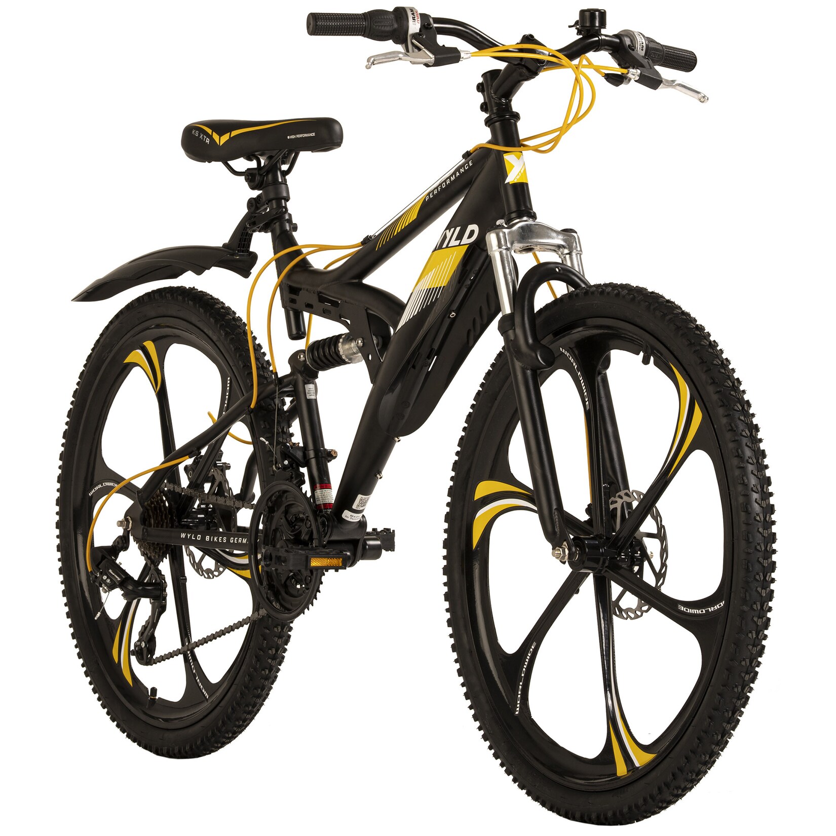 WYLD Mountainbike Fully 26'' Bliss schwarz-gelb änge RH 47 cm Magnesium-Laufräder