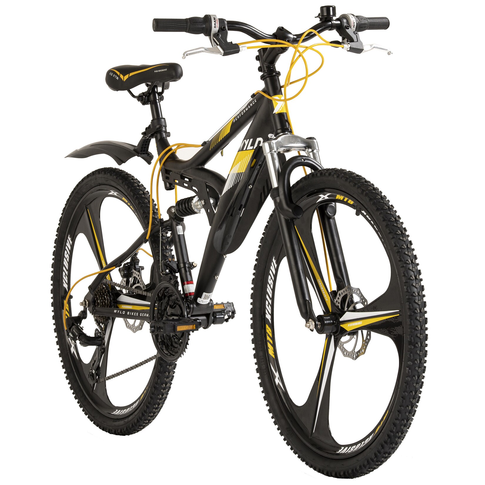 WYLD Mountainbike Fully 26'' Bliss schwarz-gelb änge RH 47 cm Magnesium-Laufräder