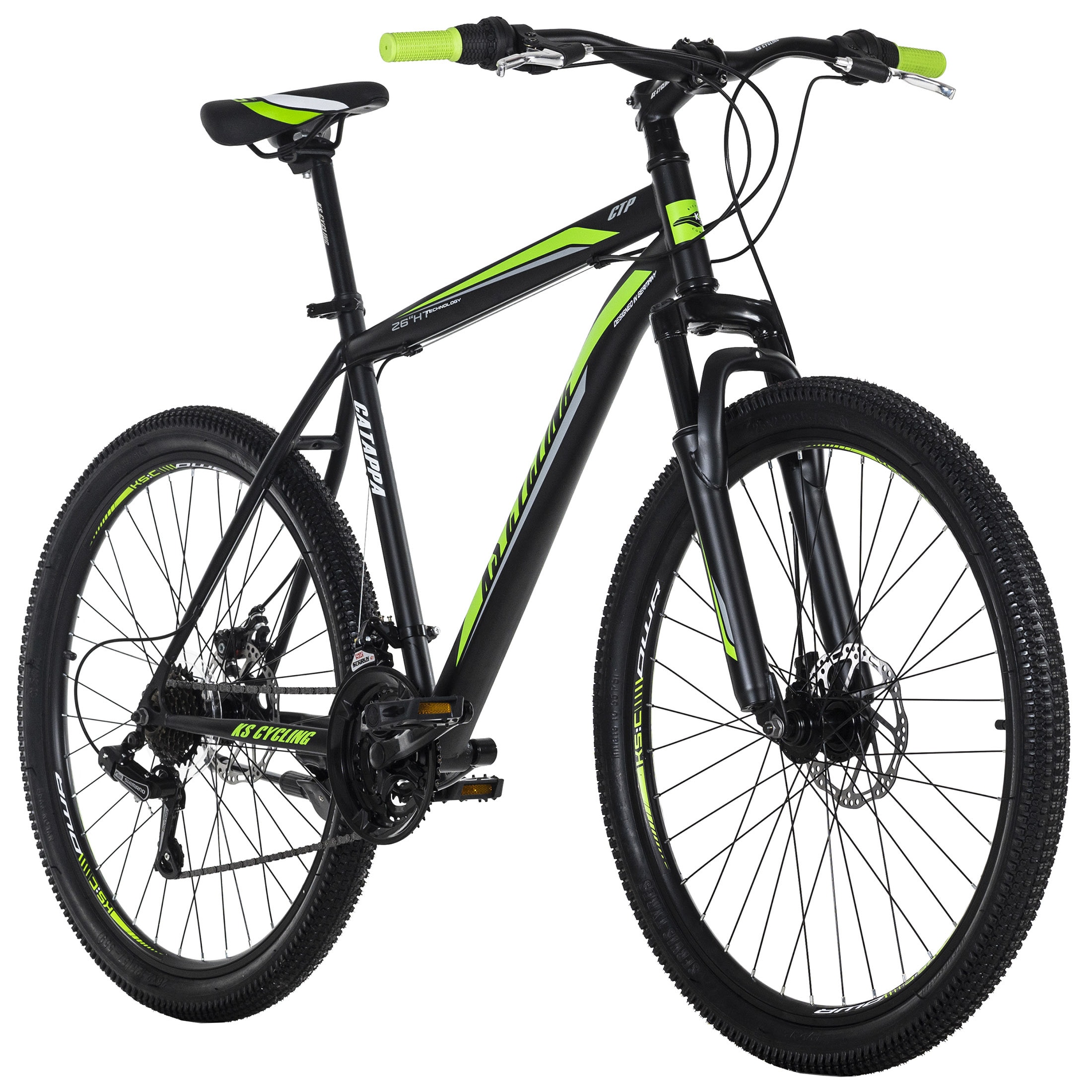 KS Cycling Mountainbike Hardtail 26 Zoll Catappa schwarz-gr&uuml;n 