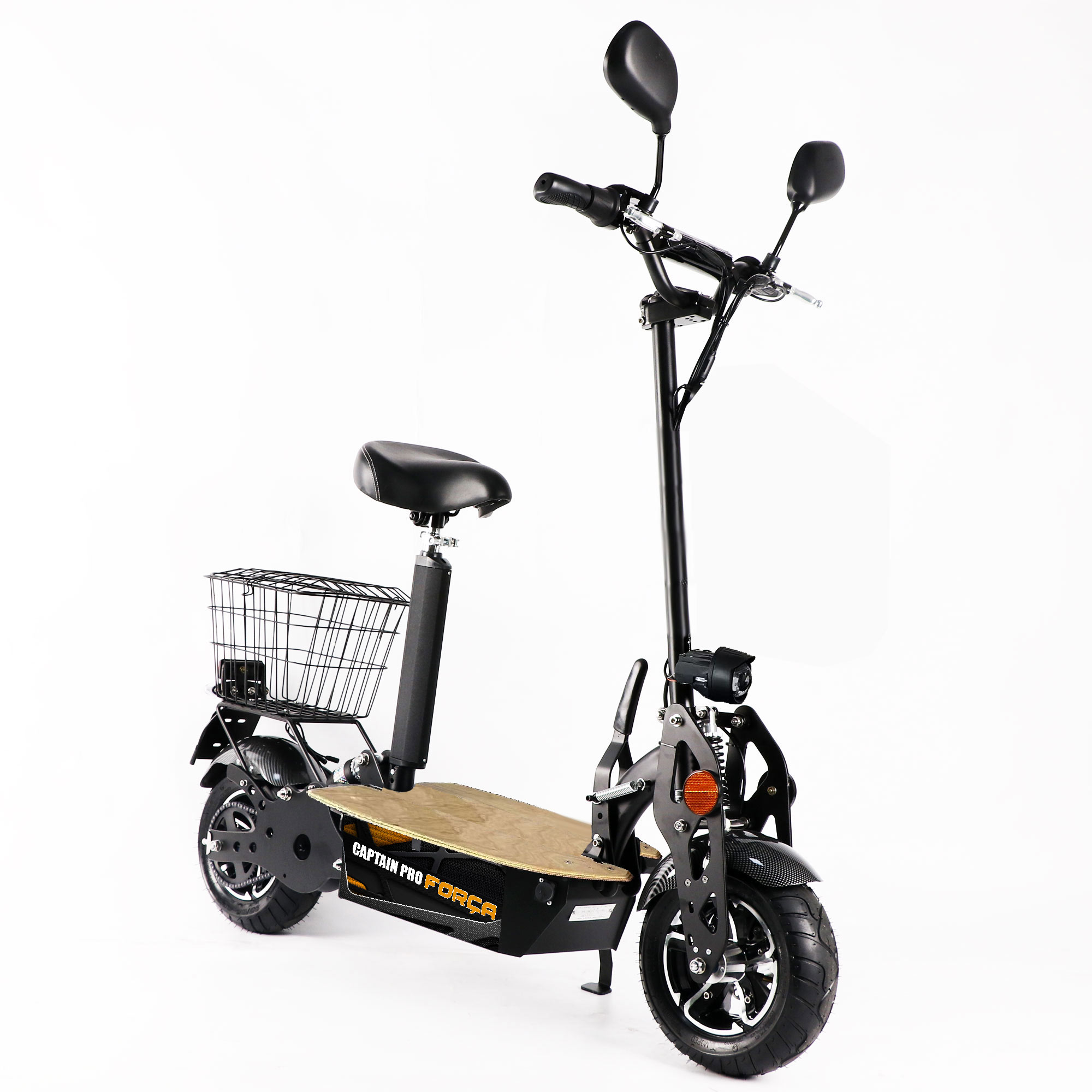 FOR&Ccedil;A Captain Pro Elektro-Scooter bis 50 km/h Topspeed in Schwarz - 12AH Blei-Gel Akku 
