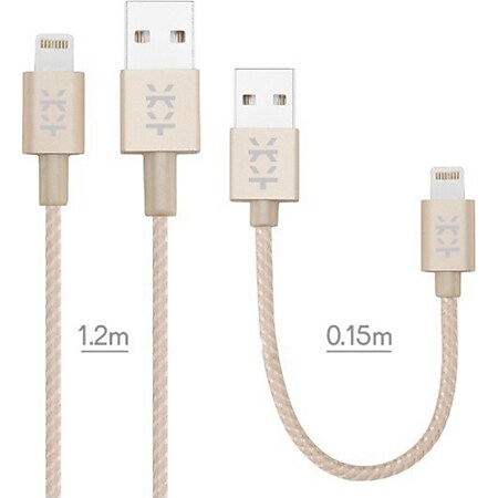 MIXBERRY Apple Lightning Kabel Set 1,2 & 0,15 m gold 