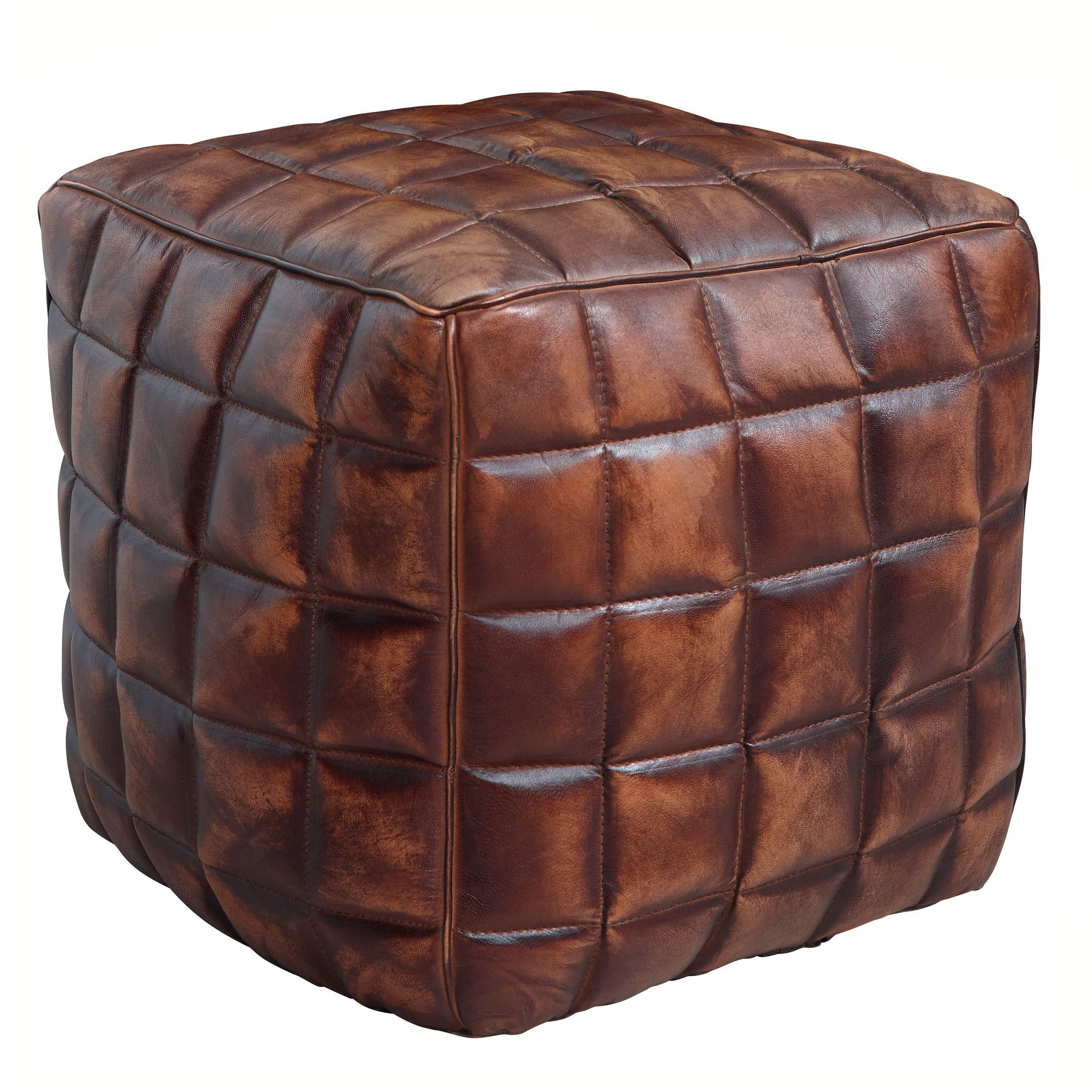 FineBuy Sitzw&uuml;rfel Leder Ottomane Sitzhocker Hocker braun Polsterhocker 