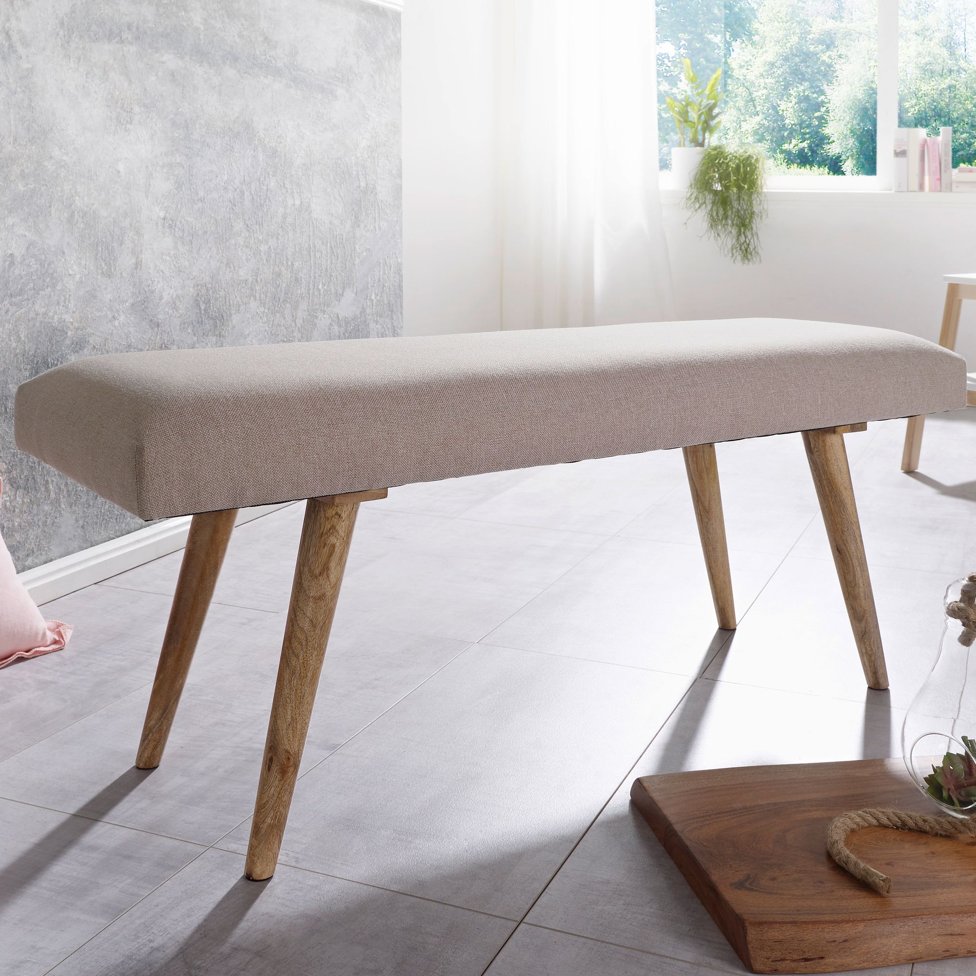 Gepolsterte Sitzbank 120 cm Stoff Retro Polsterbank Garderobenbank Flurbank 