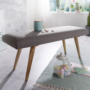 FineBuy Sitzbank Massiv Polster Bank Holz/Stoff Bettbank Flurbank Esszimmerbank 