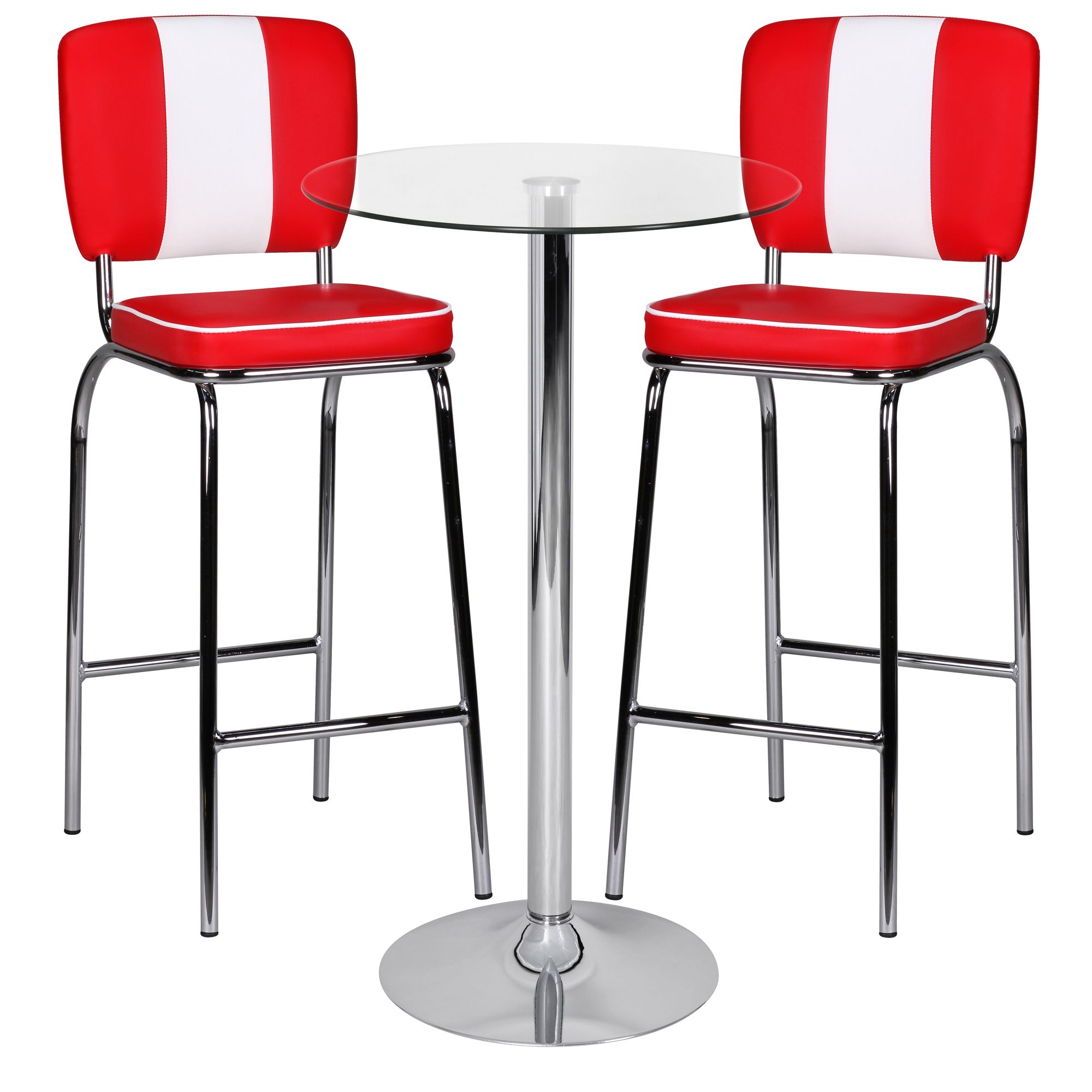 Stehtisch FineBuy Bartisch Bistrotisch Imbisstisch Metall Chrom Glas Rund 60 cm 