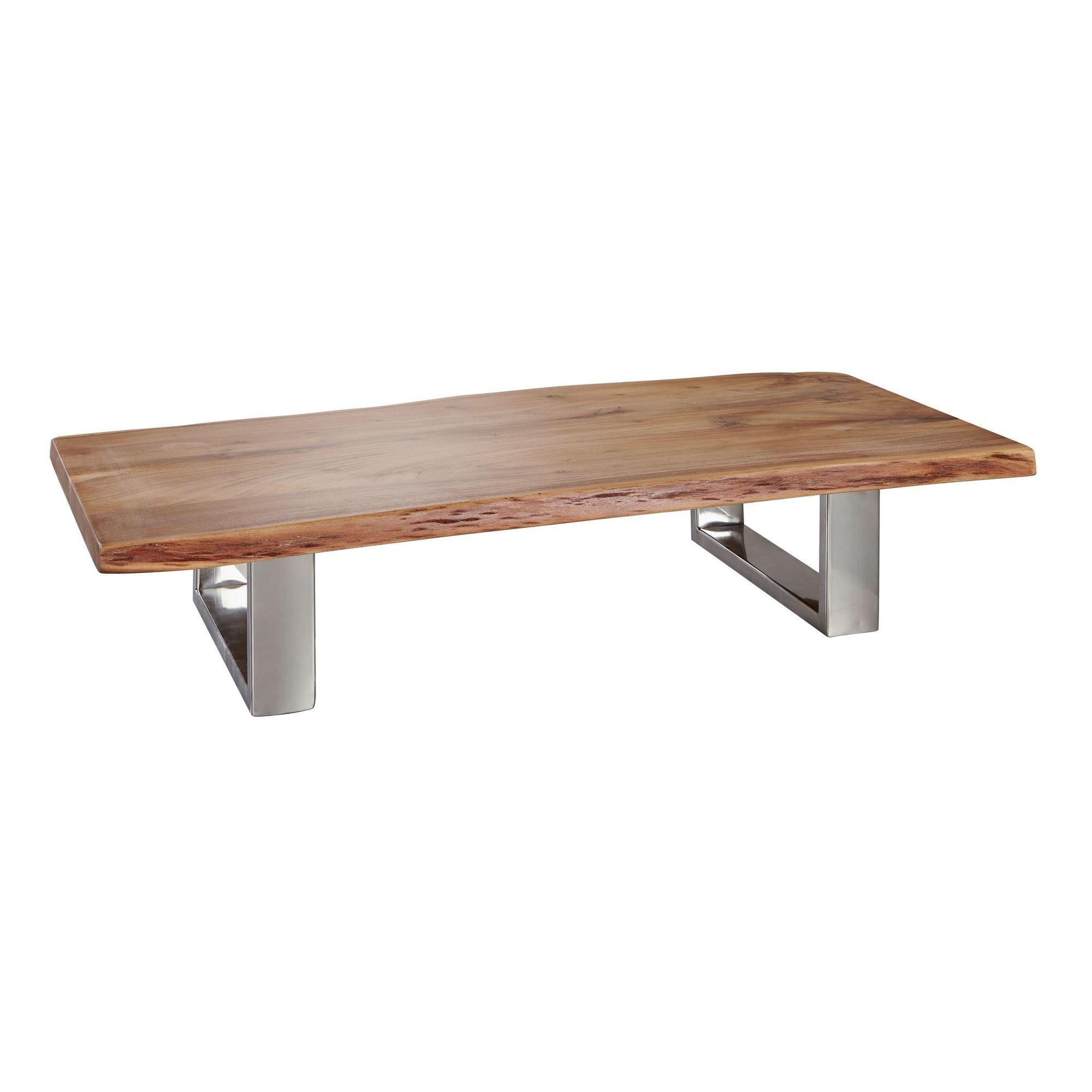 Couchtisch Akazie Massiv 115cm rechteckig Wohnzimmertisch Baumkante Kufengestell 