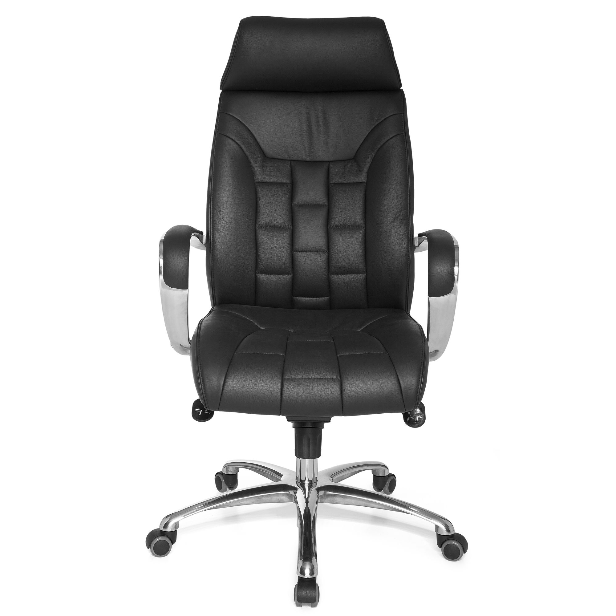 FineBuy XXL Chefsessel Echtleder schwarz Drehstuhl B&uuml;rostuhl bis 120KG 