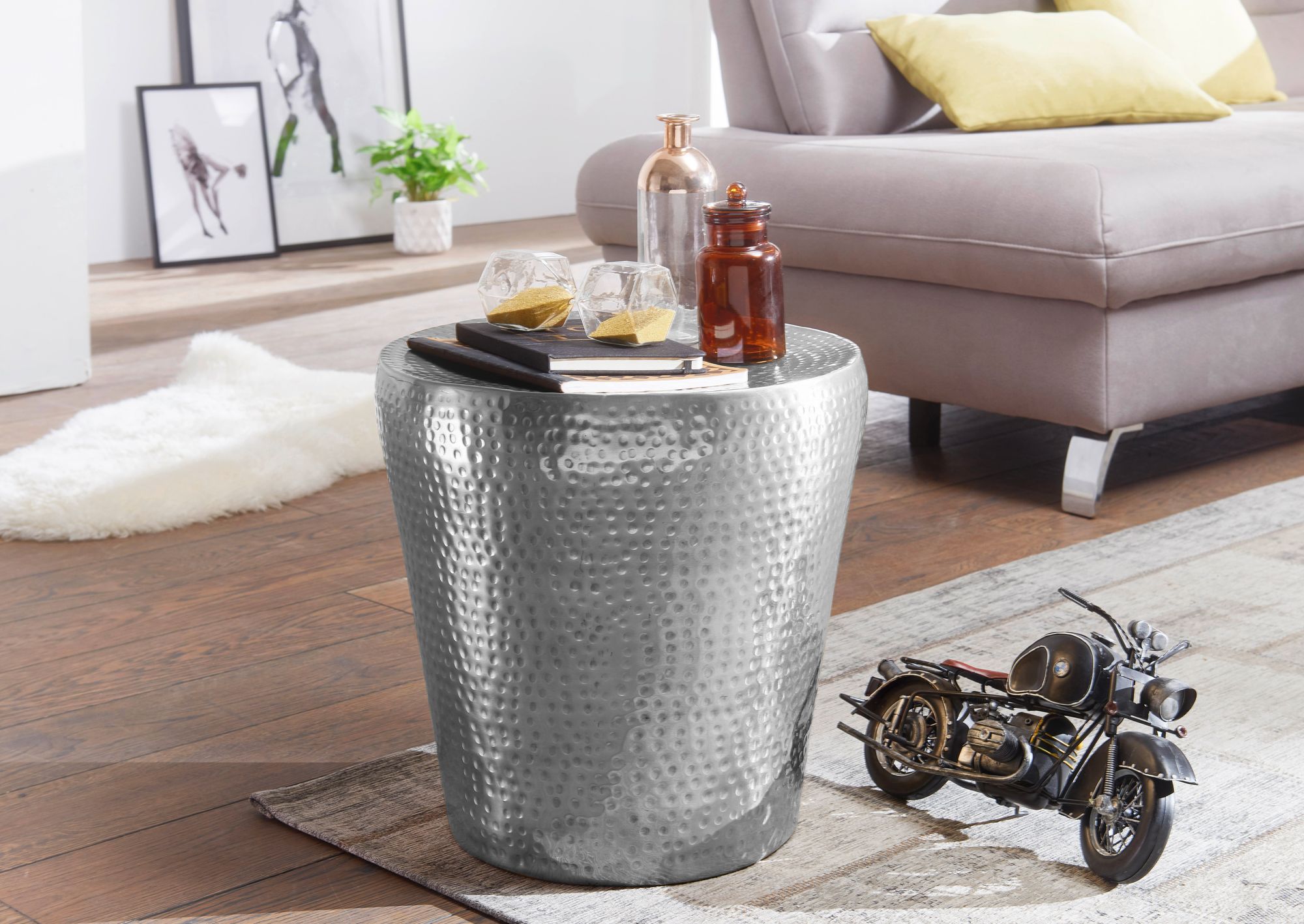 FineBuy Beistelltisch Dekotisch Metall Ablagetisch Anstelltisch Hammerschlag 