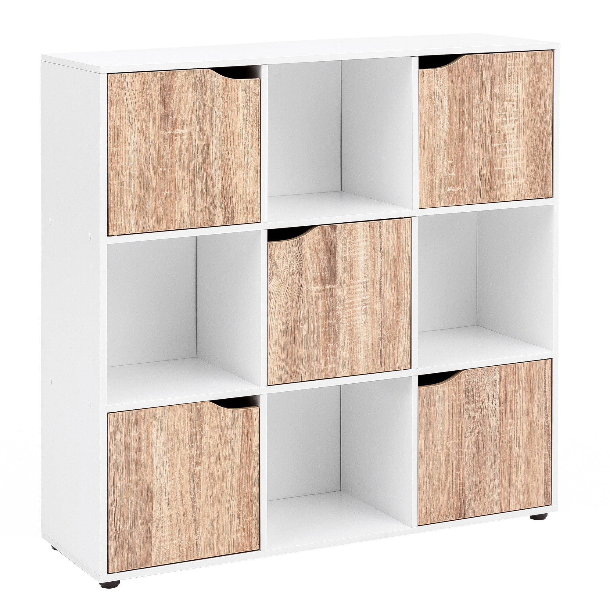 FineBuy Standregal MASSA B&uuml;cherregal mit 9 F&auml;chern Sideboard W&uuml;rfelregal Kommode 