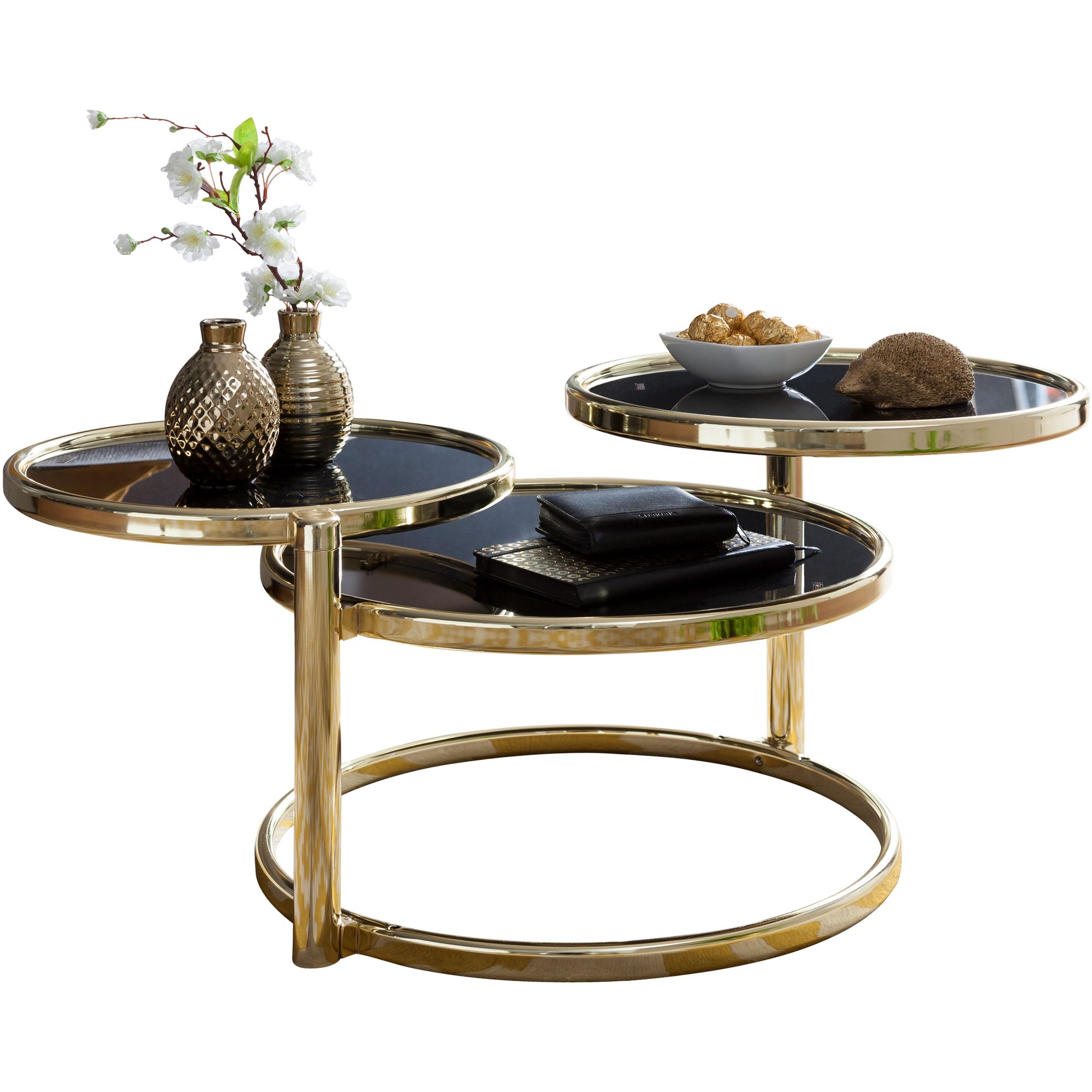 FineBuy Couchtisch Metall Glas Beistelltisch Wohnzimmertisch Sofatisch 58cm Rund 
