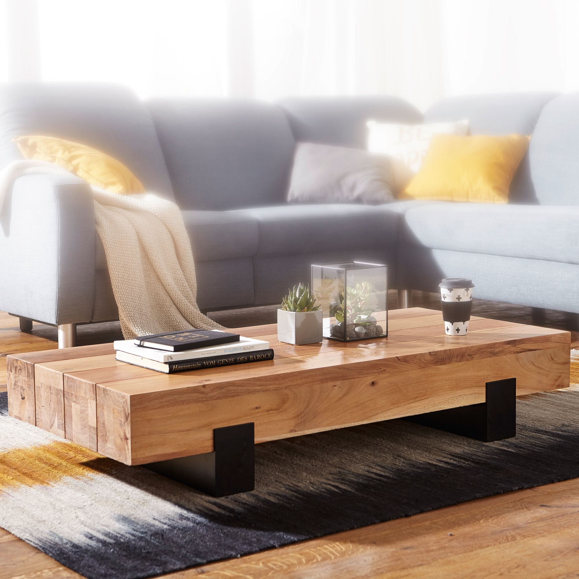 FineBuy Couchtisch Wohnzimmertisch Massivholz Sofatisch Massiv Wohnzimmer Tisch 