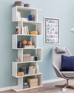 FineBuy Bücherregal FB51366 Standregal weiß Spanplatte Design Aufbewahrungsregal 