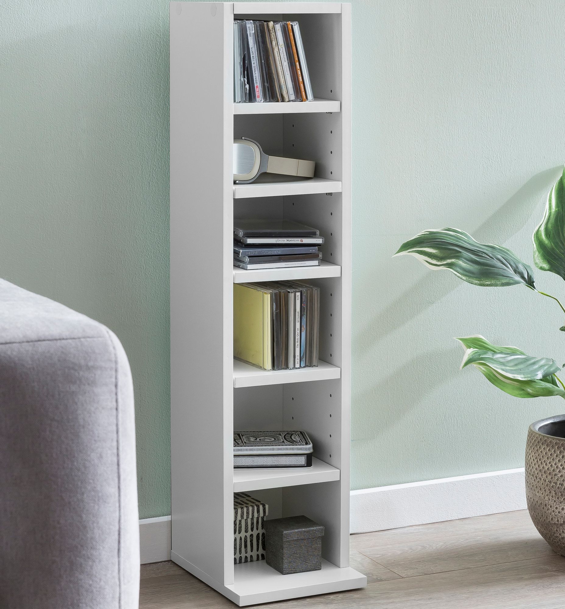 FineBuy B&uuml;cherregal SV51375 Standregal 21x91x25,5cm Wandregal 6 F&auml;cher Holzregal 