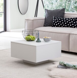 FineBuy Couchtisch Weiß 60 x 60 cm Wohnzimmertisch Beistelltisch Quadratisch 