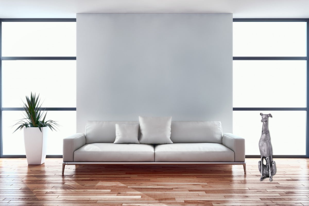 FineBuy Deko Design Dog aus Aluminium silbern Windhund Skulptur Hundestatue 