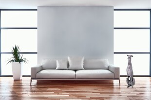 FineBuy Deko Design Dog aus Aluminium silbern Windhund Skulptur Hundestatue 