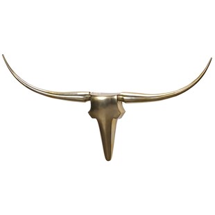 FineBuy Deko Geweih Bull L Aluminium Deisgn Hörner 125 cm Wanddekoration 