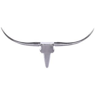 FineBuy Bull Geweih L Wanddekoration 125 cm breit Aluminium silber Wandgeweih 