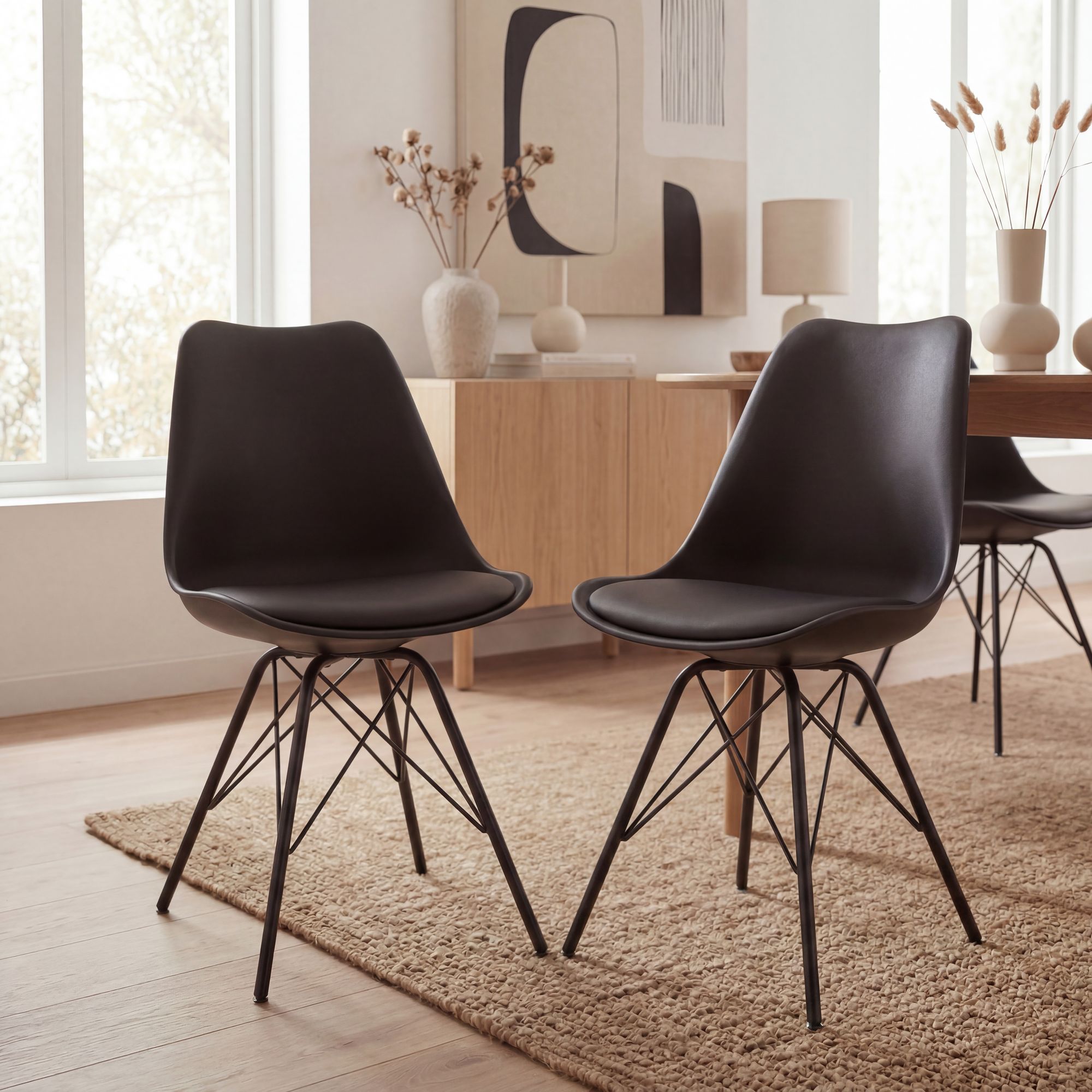 FineBuy 2er Set Esszimmerstuhl K&uuml;chenstuhl Kunstleder Design Polsterstuhl Stuhl 