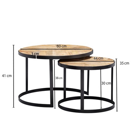 FineBuy Couchtisch 2 teilig Wohnzimmertisch Massivholz Rund Beistelltisch  Tisch bei Marktkauf online bestellen