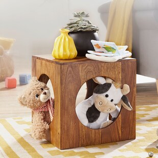 FineBuy Sheesham Beistelltisch 35x35x35 cm Cube Holztisch Tisch mit Stauraum 