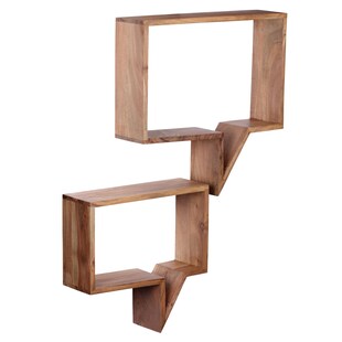 FineBuy 2er Set Wandregale Massivholz Akazie Regal Wand Wandboard Cubes 