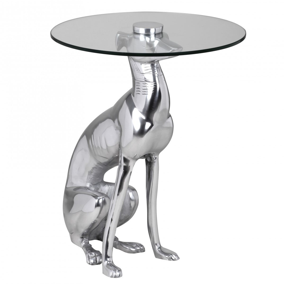 FineBuy Design Skulptur Deko Beistelltisch Figur aus Aluminium Farbe Silber 