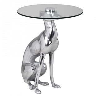 FineBuy Design Skulptur Deko Beistelltisch Figur aus Aluminium Farbe Silber 