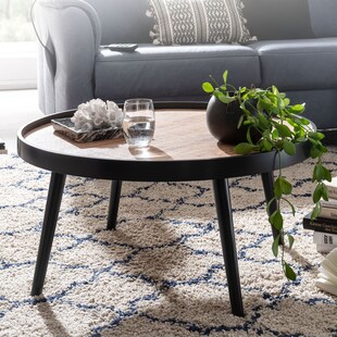 Couchtisch FineBuy Sofatisch Rund 76x40 cm Schwarz Braun Wohnzimmertisch Tisch 