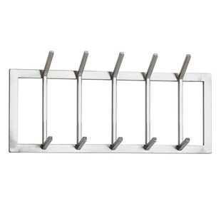 Wandgarderobe FineBuy Garderobe Metall 65 cm Silber Flur Hakenleiste Paneel 
